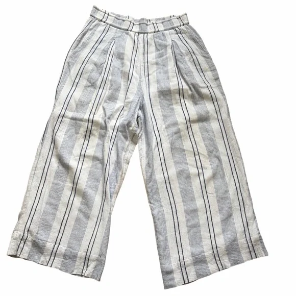 Sundry striped blue and white pullon wide leg ankle pants 3 - Picture 3 of 6